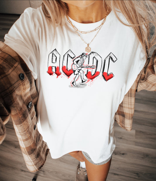 AC/DC hand drawn festival tee